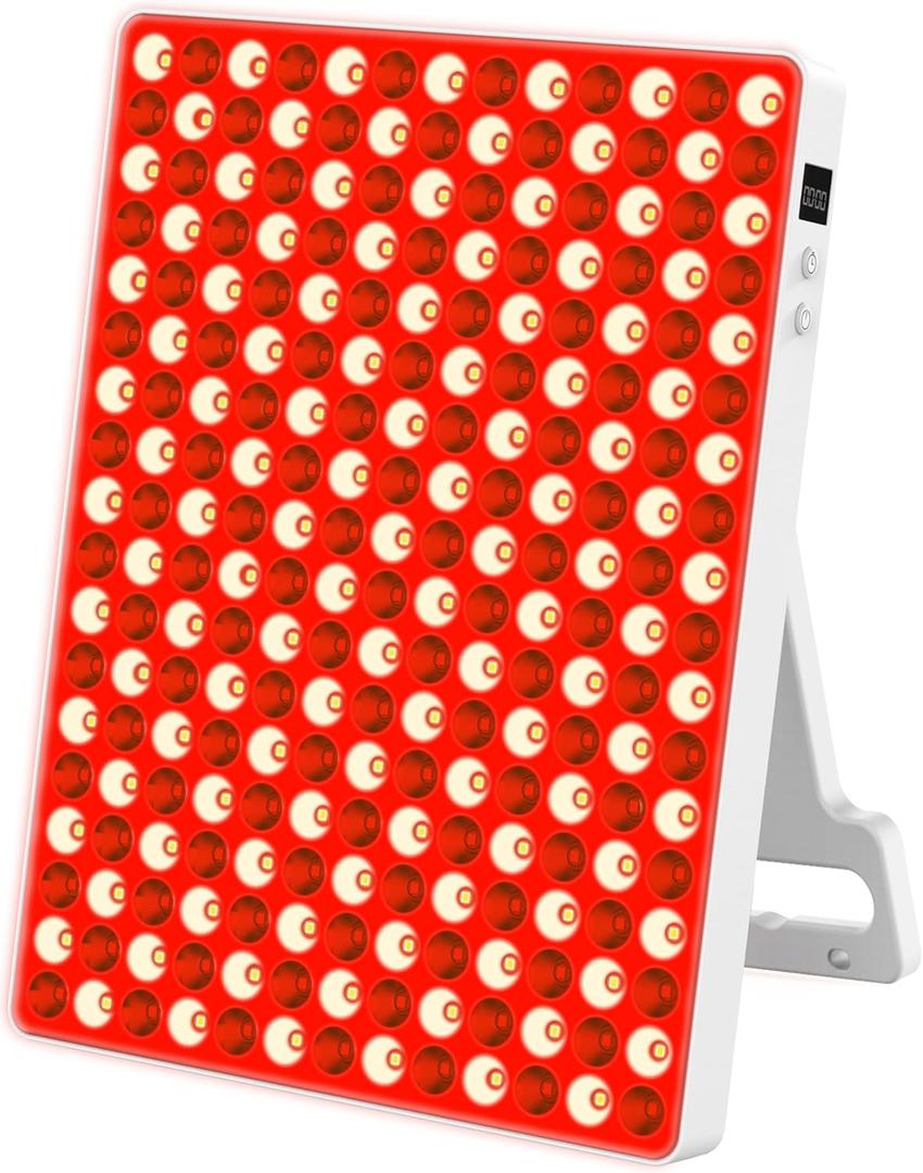 Red Light Therapy with Timing and 180 Adjustable Stand, Deep 660/850nm Near Infrared& Red Light Therapy Panel for Face Body, Skin Care, Home LED Therapy Lamp for Pain Relief of Muscles Joints,234LEDs (White)