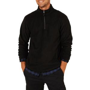 Amazon Essentials Men's Fleece Jacket, 1/4 Zipper Pullover (Large, Black)