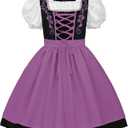 JerrisApparel Girl Dirndl Oktoberfest Costume Bavarian Beer Festival Dress Maid Apron Halloween Cosplay Outfits (4-6 Years/Small, Purple)