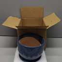 GEP Gardening Plant Pot 5 Inch - Ceramic Planter for Indoor Plants Outdoor, Succulent Orchid Pot with Drainage Hole and Saucer, Round Flower Pot for Home Decor, Blue