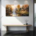 MEICEN88 Autumn Forest Landscape Painting Canvas Wall Art For Living Room Modern Nature Wall Art Farmhouse Decor For Bedroom Office Aesthetic Artwork Wall Picture Home Decor Ready To Hang 24x48