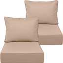 24X24-2set,Outdoor Chair Cushions, 30D High-Density Foam Patio Chair Cushions, Water-Resistant UV 2000H Color Fastness Outdoor Seat Cushions for Patio Furniture Sofa,Khaki