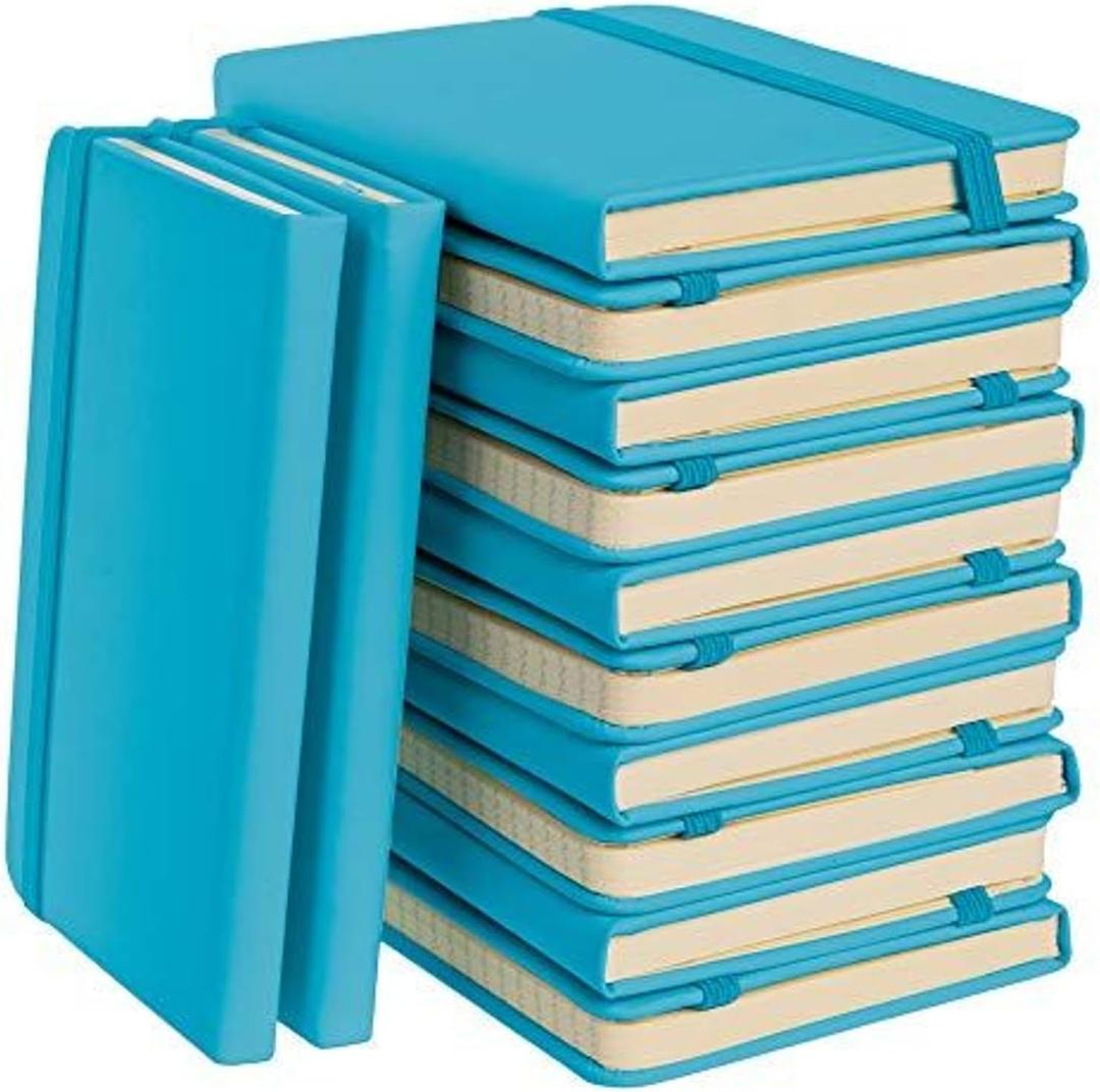 Simply Genius A6 Pocket Size Mini Notebooks with Hardcover - Ruled Small Journal Set for School, Home & Office - 124 pages (3.7" x 5.7") with Inner Pocket (Turquoise, 12 Pack)
