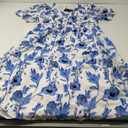 Women Plus Size Summer Wedding Guest Dress - Easter Spring Floral Maxi Long Dress (Blue Floral White) 18w