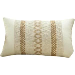 Mayler Yee Throw Pillow Covers 12 x 20 Inch for Farmhouse Living Room, Cotton & Burlap Textured Striped Woven Boho Pillow Covers 1PC (Beige & Brown, Khaki Grid)