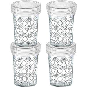 4 Pack Glass Canning Jars with Lids, Glass jars with Airtight Lids, 20 oz Wide mouth Mason Salad jars,BPA Free Food Storage Containers for Yogurt Spice Sugar, fridge dishwasher safewhite