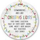 4 x Coworker Christmas Ornaments 2025 - Appreciation Gifts for Coworkers Women, Meaningful Work Besties Gifts for Women Men, Team Ceramic Ornament for Christmas Tree Decorations