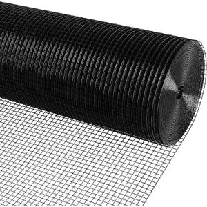 Black Vinyl Coated Hardware Cloth 1/2 Inch 48 in x 100 ft 19 Gauge, Welded Wire Fencing Chicken Wire Mesh Roll Cage Wire Netting