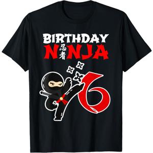 This Little Ninja is 6 - Kids Ninja 6th Birthday Ninja Shirt T-Shirt, Size S