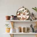 XPH Vintage Christmas Winter Village Round Wall Art Framed, Rustic Winter Snowy Circle Wall Decor, Cozy Christmas Landscape Hanging Canvas Prints for Home Bedroom Living Room Decoration, 10x10 Inch