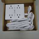10Ft Extension Cord with Multiple Outlets, Flat Plug Surge Protector Power Strip 10 Ft Long Cord, 8 Outlets & 4 USB Ports (2 USB C), Desk Charging Station for Home Office, College Dorm Room Essentials