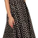 Adrianna Papell Womens Polkadot Fit and Flare Dress (8, Black/Ivory)