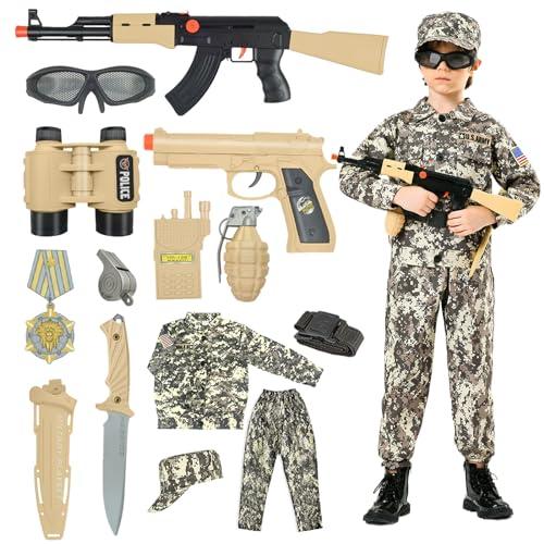 Kodvinp Army Costume For Kids, Military Soldier Costumes For Boys, Halloween Costumes Dress Up Role Play Set, S Size