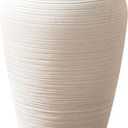 TISTIK White Ceramic Vase for Dried Flowers Vintage Textured Decorative Flower Vase for Living Room Home Decor Bookshelf Mantle Fireplace Centerpieces