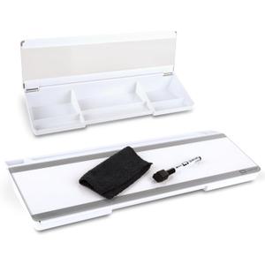 Quartet Glass Dry Erase White Board, Flip-Top Desktop Pad for Notetaking, 18" x 6" Whiteboard with Storage, Templates and Dry Erase Marker, White Surface (Q090F04-R)