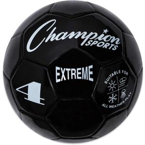 Champion Sports Extreme Series Soccer Ball  Sizes 3, 4, 5, Soft Touch, All Weather, High Air Retention, Youth & Adult League Balls for Training, Games, Outdoor & Indoor Play, Multiple Colors (Black)