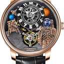 Space Station Automatic Watches for Men, Unique 3D Astronaut Space Style, 5ATM Waterproof Skeleton Mechanical Watch with Leather Strap