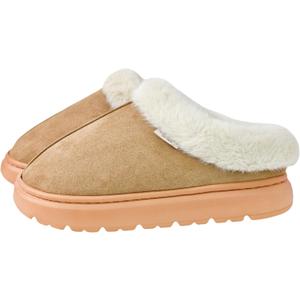 DCLTD Fluffy House Slippers for Women Men Bedroom Shoes Cozy Warm Slip on Indoor and Outdoor Winter Platform Shoes Super Soft Cloud Slippers Christmas Gifts (8.5, Fur Brown)