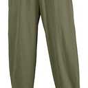 Dokotoo Womens Baggy Wide Leg Pants Elastic Waisted Bow Tie Bottom Loose Palazzo Casual Harem Pants with Pockets,Sage Green XLarge