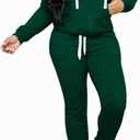 CLOCOR Track Suits for Women Set - Casual 2 Piece Outfits Sweatsuit Pocket Hoodies Long Sleeve with Patchwork Pants Set (Medium, 3-dark Green)