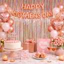 Photo Backdrop for Mothers Day Decorations, Melsan Rose Gold Tinsel Backdrop 2 Pack, Sparkle Foil Fringe Curtains for Rose Gold Birthday Decorations, 3.2 ft x 8.2 ft
