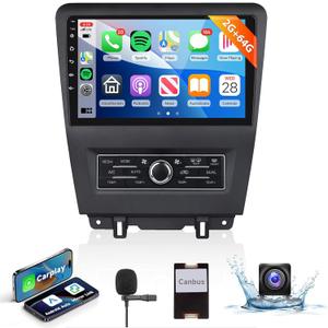 2G+64G 10.1" Wireless Carplay Car Stereo for Ford Mustang 2010-2014 with Wireless Android Auto,Podofo HD IPS Touch Screen Car Radio Bluetooth with GPS FM Radio WiFi HiFi Audio Rear View Camera