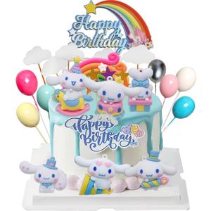 30Pcs Cute Cake Topper, Birthday Cake Decorations Figures Set for Theme Birthday Party Decorations (Pink)