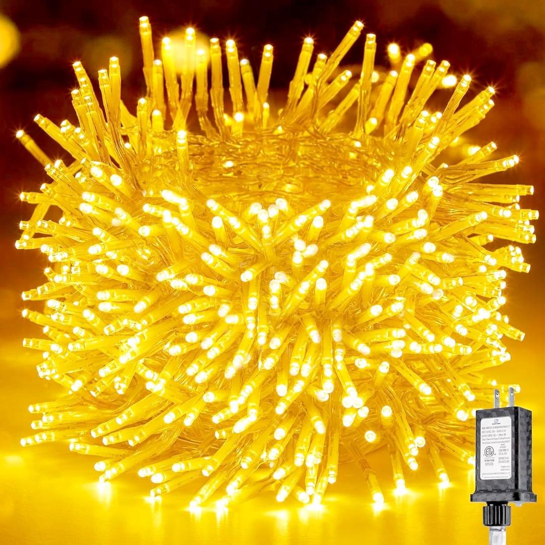 Minetom Christmas Tree Lights Outdoor - 200 LED 10 Ft Firecrackers String, 12 Modes Timer Waterproof Connectable Plug-in Twinkle Fairy Lights for Xmas Tree Garland Party (Warm White)