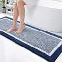 OLANLY Bathroom Rugs 59x20, Extra Soft and Absorbent Microfiber Bath Mat, Non-Slip, Machine Washable, Quick Dry Shaggy Bath Carpet, Suitable for Bathroom Floor, Tub, Shower (Runner, Navy)