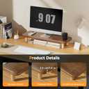 Monitor Stand Riser, 24 Inch Wood Desk Organizer with Monitor Stand & Storage Computer Monitor and Laptop Riser Multifunctional Laptop Stand Desk Organizer for Office Home Screen/Laptop/PC (Walnut)