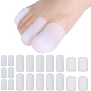 20Pcs Gel Toe Protectors - Durable Silicone Toe Caps, Toe Cushion Guard Cover for Women Men, Relieve Ingrown Toenails, Hammer Toes, Corns, Blisters, Callus, 6S + 10M + 4L