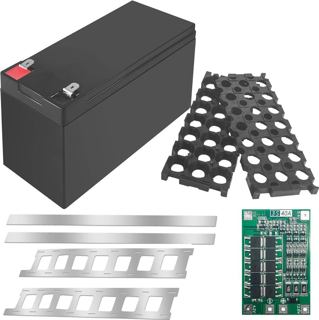 XBERSTAR 18650 Battery Holder,12V 3S 7P Li-ion DIY Case Holder for 18650 Powerwall Battery Pack Spot Clamp with BMS Nickel Strip (Black Box&Nickel Strip&BMS)
