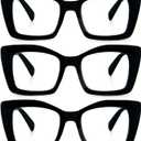 REAVEE Oversized Square Reading Glasses Oprah Style for Women, Blue Light Blocking Large Frame Computer Readers Spring Hinge (Black)