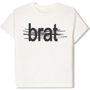 Charli XCX Unisex Adult Offical Merch Scratched Out Brat Cropped T-Shirt (White, XL)