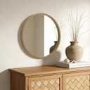 WallBeyond Round Wood Mirror 24 inch Circle Wall Mirror for Bathroom Round Wall Mirror for Wall Decor, Vanity, Entryway Living Room (Natural)