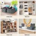 Uvellgift Storage Bins with Lids, Woven Storage Box Organizer Containers Decorative Baskets Cube for Clothes Bedroom Closet Office (5 Pack, Grey)