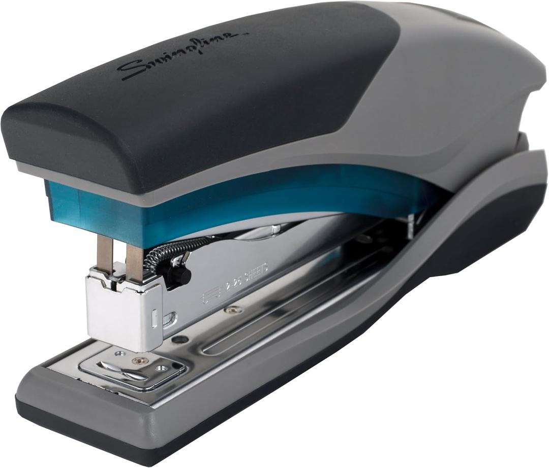 Swingline Stapler, 25 Sheet Capacity, Optima 25, Jam Free, Reduced Effort, Soft Grip, Blue and Gray (66404) (Pack of 1)