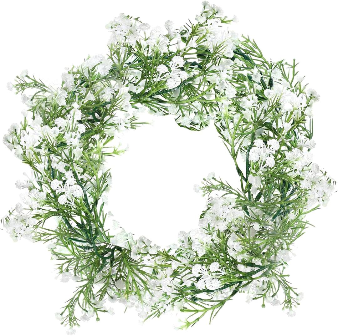 Lyrow 1 Pcs Artificial Baby Breath Flower Vines 5.9ft Faux Hanging Gypsophila Greenery Garland Vines Fake Bulk Baby Breath Garland for Wedding Party Home Table Backdrop Wall Decor(White)