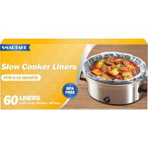 SMARTAKE Slow Cooker Liners, Extra Large Size 14"x 22" Disposable Cooking Bags, Fit 6QT to 10QT for Slow Cooker, Cooking Trays, Suitable for Oval & Round Pots, 60 Liners