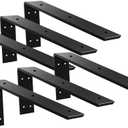WINKER Countertop Support Bracket 6 Pack Heavy Duty Hidden L Shelf Bracket 20" x 8" x 2.5" Metal Corbels for Quartz/Granite/Wood/Concrete/Laminate Countertops, Black (7 Hole)