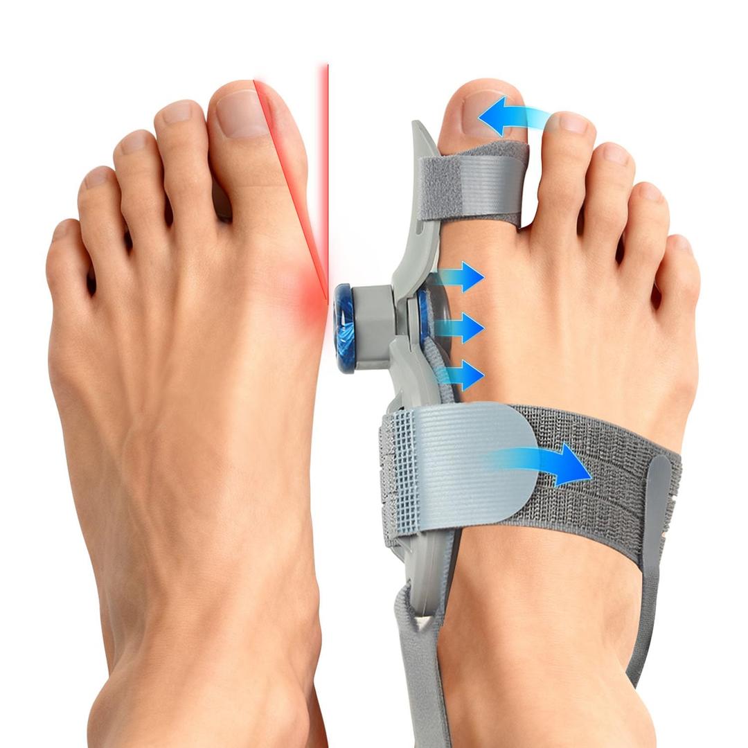 Bunion Corrector for Women & Men Big Toe, Upgraded Big Toe Straightener Bunion Fix with Adjustable Knob, Separator Reliefer with Soft Gel Pad for Left/Right Feet (Gray 1Pcs)