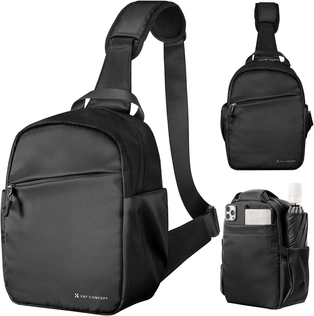 K&F Concept Small Camera Bag for Photographer, Camera Sling Crossbody bag for DSLR/SLR/Mirrorless Camera, Compact Camera Case for Men and Women, Black (5L)