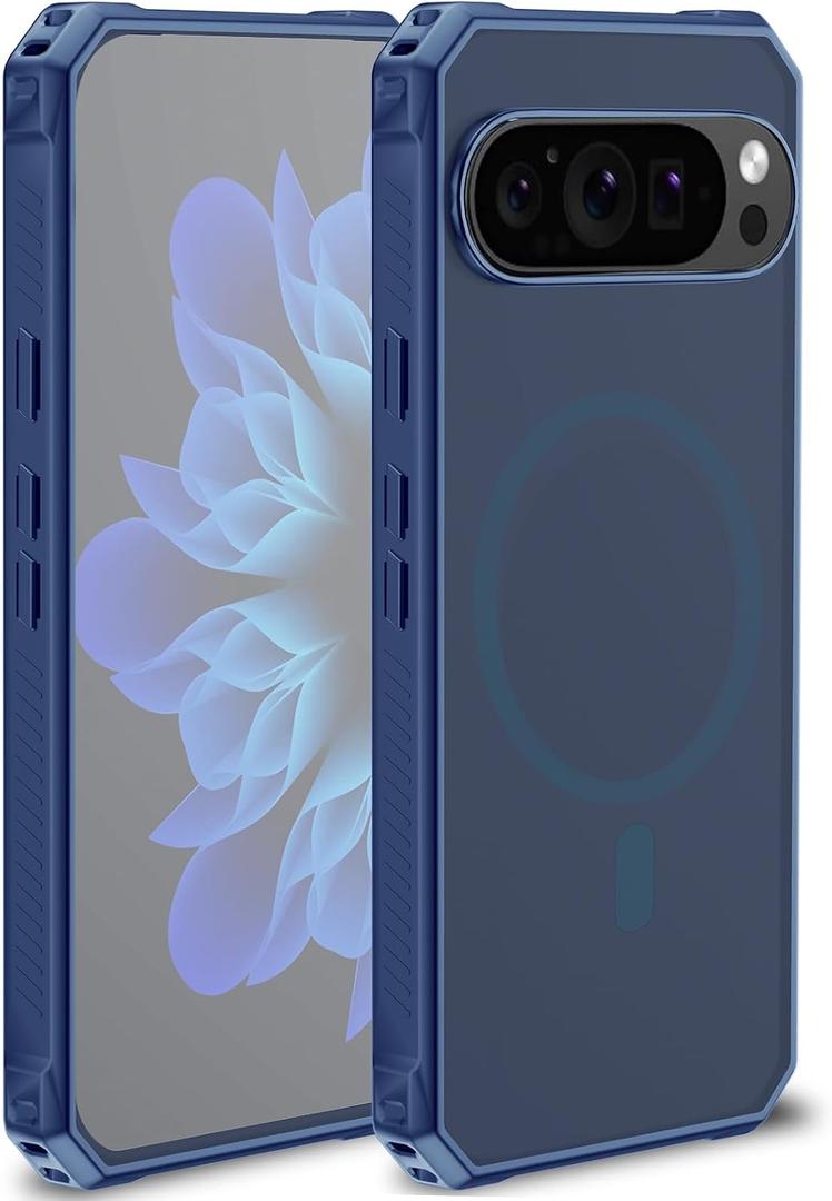 Hualele Designed for Pixel 9 Pro XL Case, Compatible with MagSafe [Military-Grade Protection] Shockproof Protective Slim Case Cover for Google Pixel 9 Pro XL Blue
