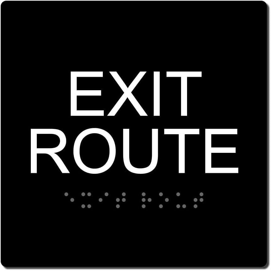ADA Compliant Tactile Exit Route Sign (BLACK/WHITE)