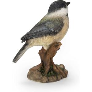 Hi-Line Gift Various Bird on Stump Statues (Chickadee), Multi Colors
