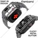 amBand Bands Compatible with Apple Watch 9/8/7 45mm, M1 Sport Series Rugged Case with TPU Strap Military Protective Tough Cover Bumper for iWatch SE3/SE2/SE/6/5/4 44mm Men Crystal Black