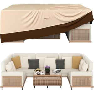 Patio Furniture Covers, Outdoor Furniture Cover Waterproof, General Purpose, Outside Table and Chair Covers, Heavy Duty 600D (128 Inch L x 82 Inch W x 28 Inch H)-Brown