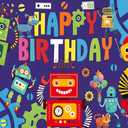 7x5 FT Robot Birthday Party Backdrop Robot Gear Robot Kids Boys Birthday Party Photography Background Gear Up Robot Party Supplies Decorations Banner Photo Booth Props