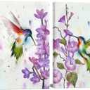DuoBaorom Hummingbird Canvas Print Picture 2 Pieces Wall Art Abstract Bird Painting Bedroom Kitchen Decor 16"X24"