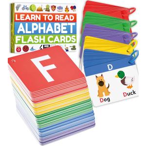 THE BAMBINO TREE Alphabet Flash Cards - Thick ABC Flash Cards for Kids Ages 3-6 - Lowercase & Uppercase Letter Recognition Learning Game